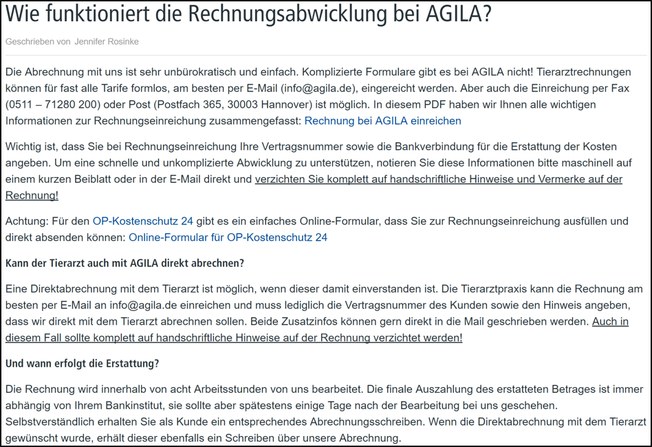 Rechnungsabwicklung Agila