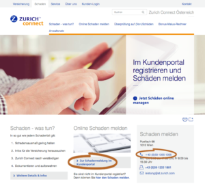 Schadensmeldung Zürich