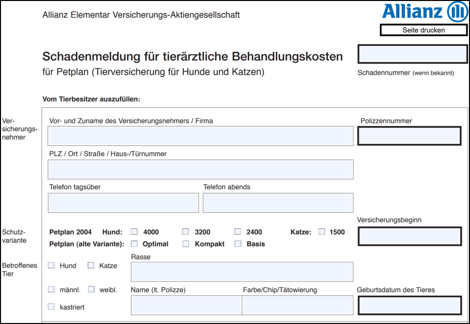 Schadensmeldung Allianz